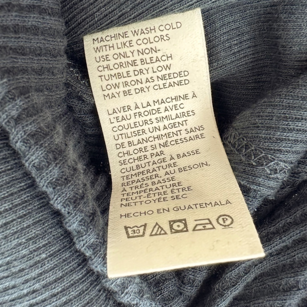 FREE PEOPLE Santa Clara MSRP $78 Women’s large black waffle knit v-neck pullover - Picture 9 of 13